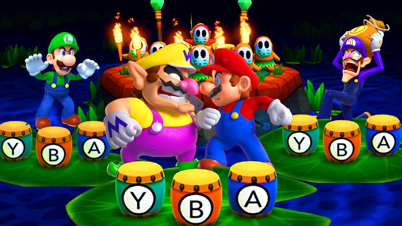 Mario Party: Топ-100 - Lucky Boys Fighting - Waario vs Mario vs Luigi vs Waalugii