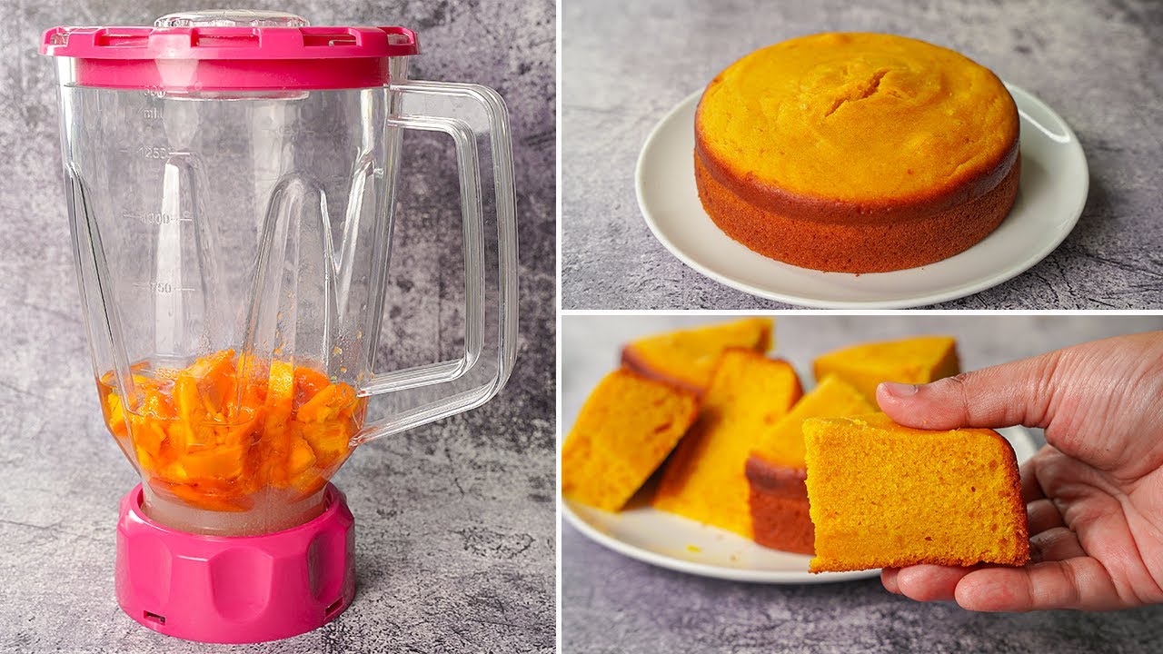 Super Soft Mango Cake in Blender | Eggless & Without Oven | Yummy