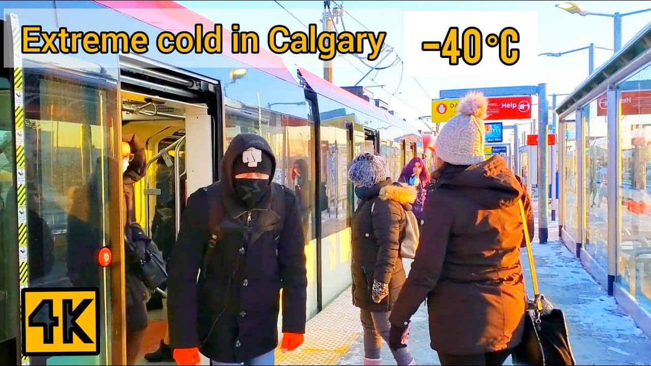 Calgary Extreme Cold walk. freezing life in Calgary Alberta Canada. 4K. #calgary #calgaryweather
