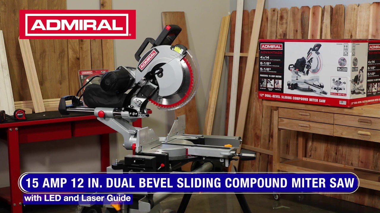 Admiral 12 In. Dual-Bevel Sliding Compound Miter Saw With LED & Laser Guide - Item 64686