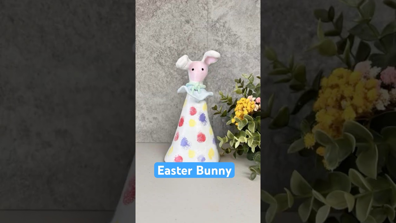Bunny love! 🐰💗 Air-dry clay is perfect for Easter crafts!