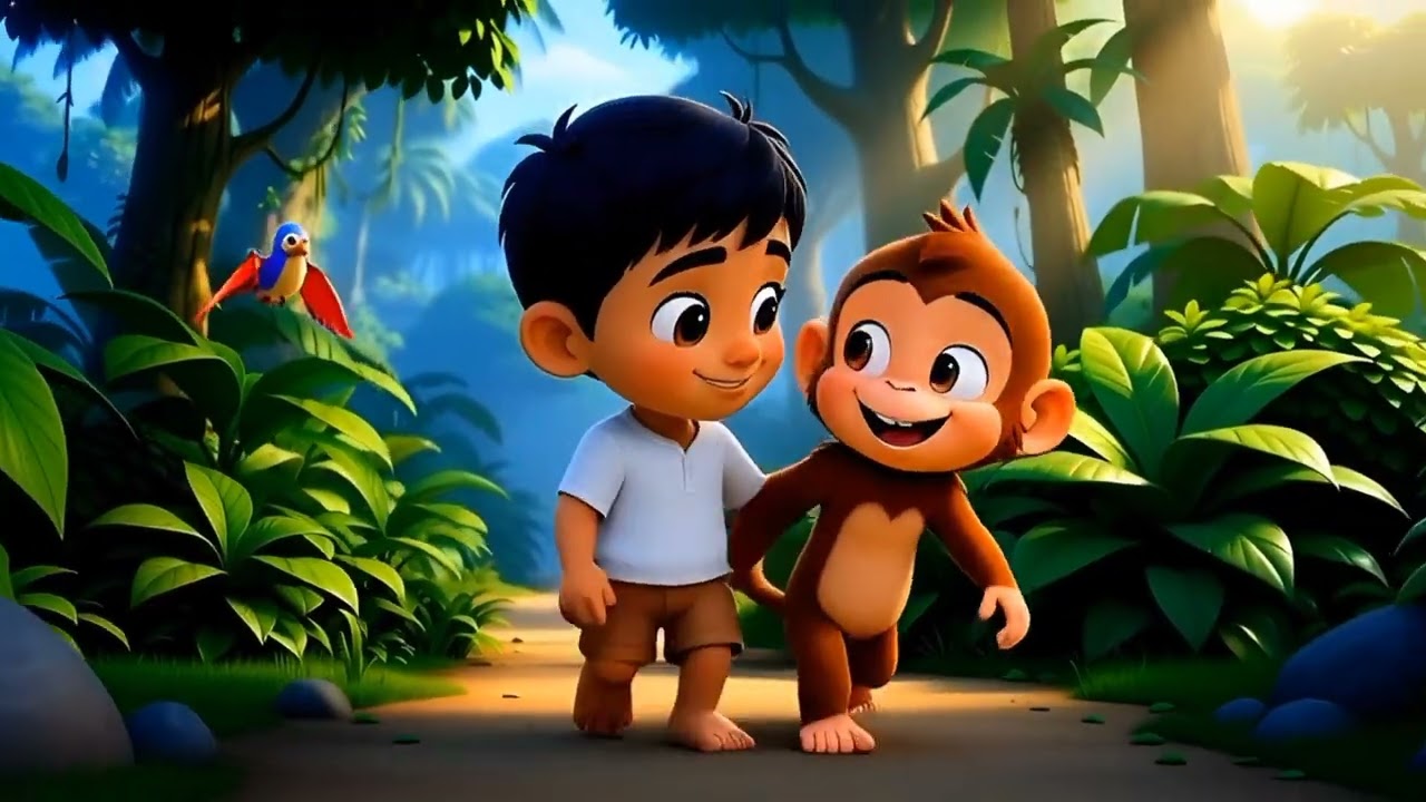 बंदर और लड़के की दोस्ती 🐒🌿 | Jungle Adventure | Kids Story Hindi | Golden Kids TV
