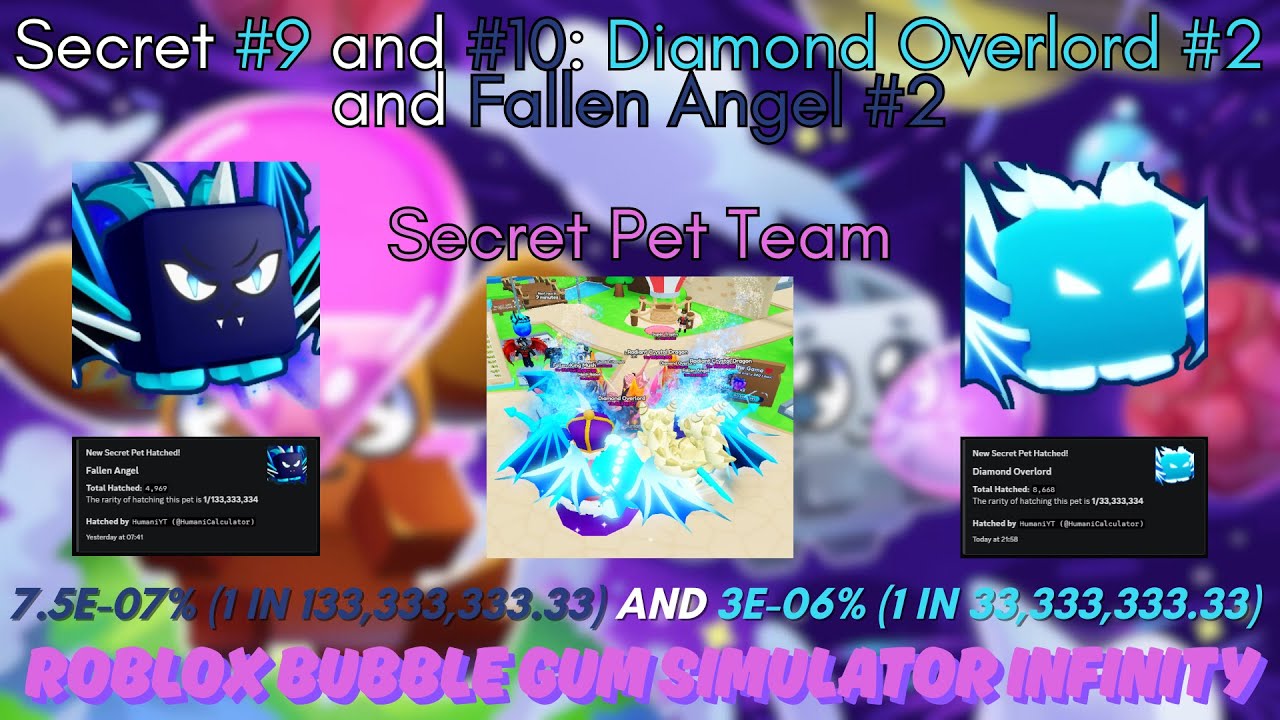 Secret #9 and #10: Diamond Overlord #2 and Fallen Angel #2 | Roblox Bubble Gum Simulator Infinity