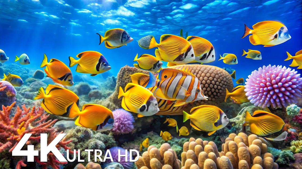 DREAM AQUARIUM 4K - Marine Life, Sea Animals and Coral Reef - Fish Tank Sounds for Deep Sleep #61