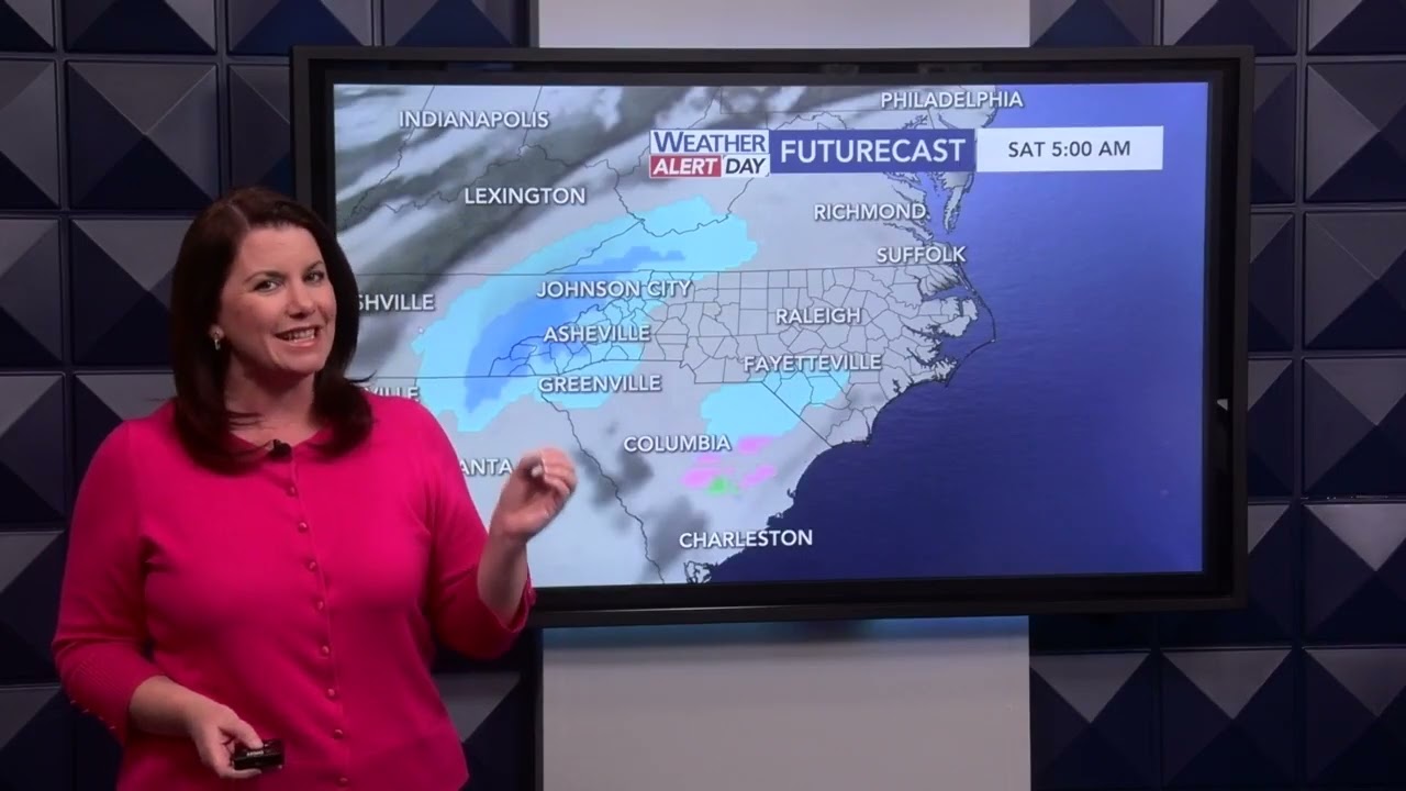 1:30 p.m. update: Snow in NC expected to start early Saturday morning