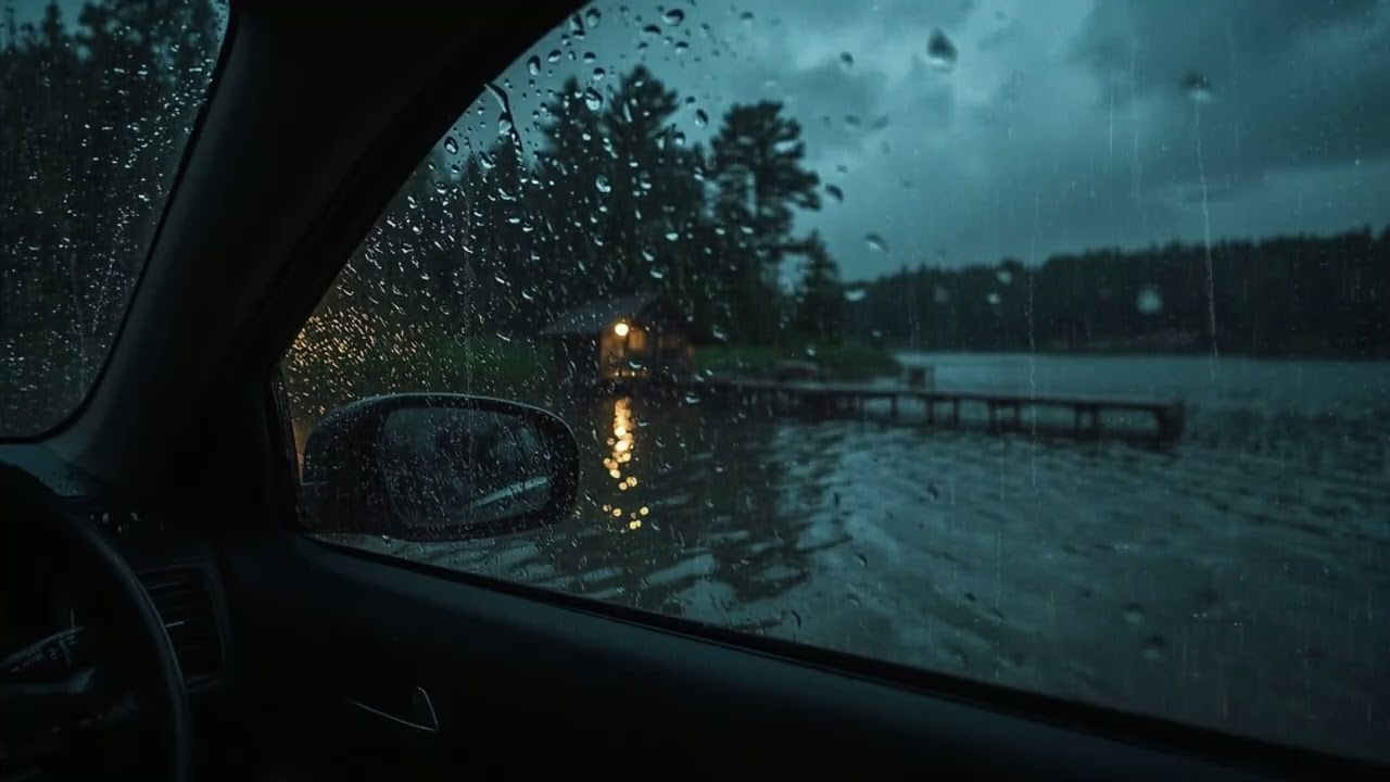 Soothing Heavy Rain Inside a Car - Beat Insomnia, Calm Your Mind, White Noise for Sleep
