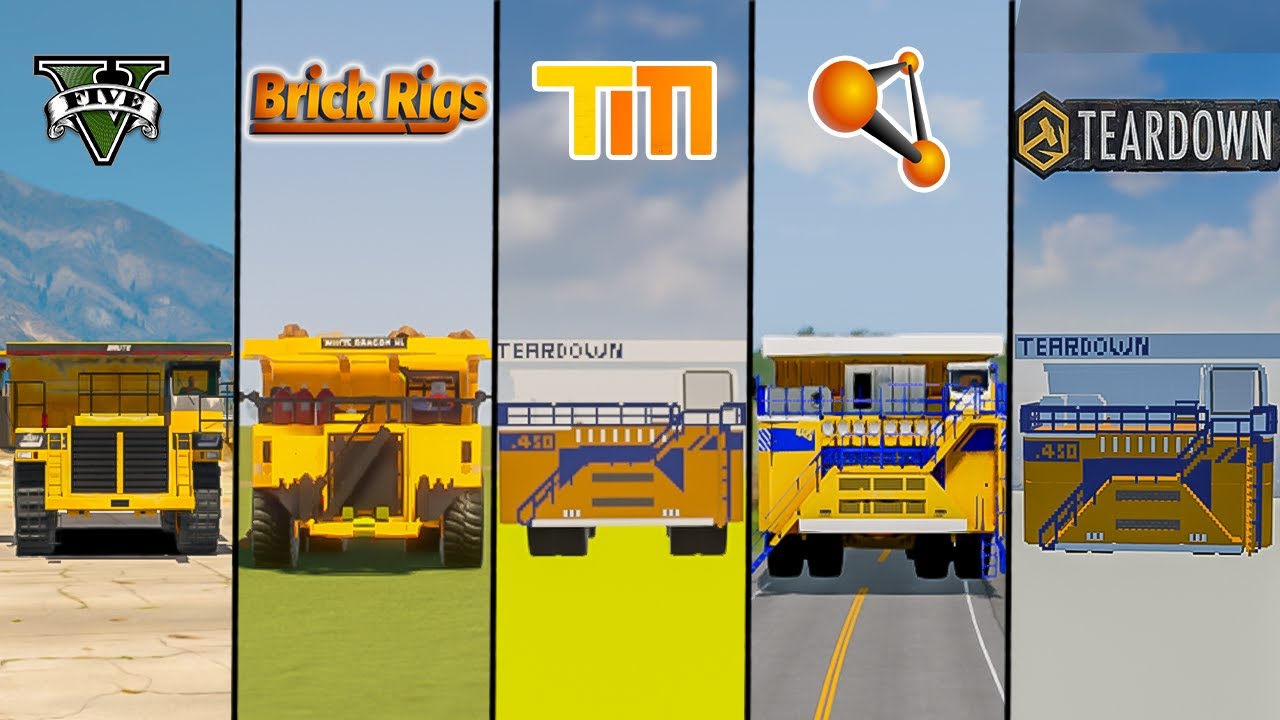 GIANT DUMP TRUCK GTA 5 VS TEARDOWN VS BEAMNG DRIVE VS BRICK RIGS - WHICH IS BEST?