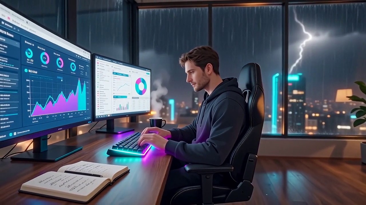CEO Mode ON — Lofi Jazz & Thunderstorm Deep Work Music [3H]