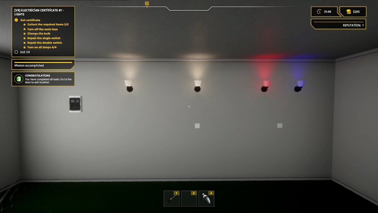 Electrician Simulator - [VR] Electrician Certificate #1 - Lights