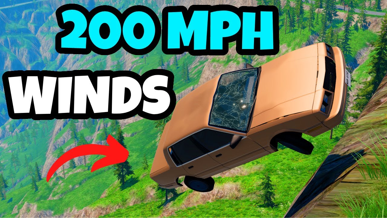 Running from THE POLICE in 200mph WINDS In BeamNG