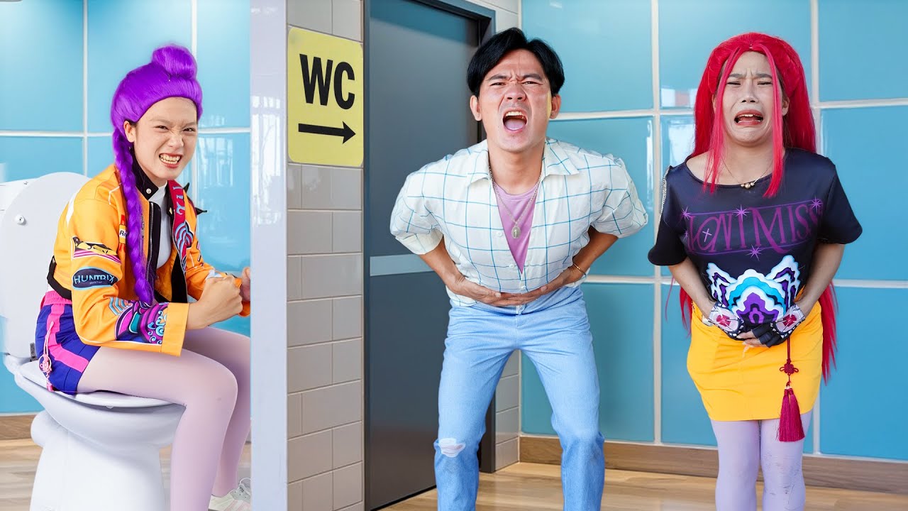 ¡Solo Queda Un Baño – ¿Quién Ganará?! (Jinu el Troll)  – Cazadores de Demonios K-pop en la vida real