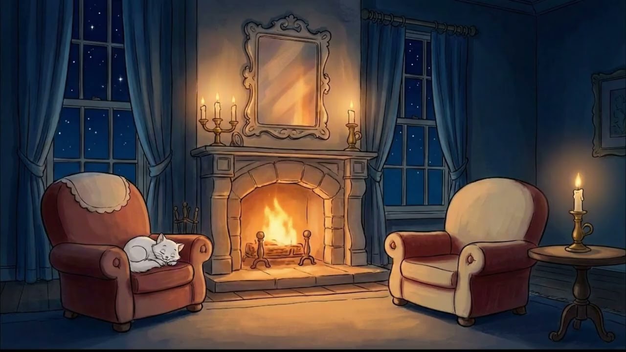 A Cozy Snowy Night ❄️ 1940s Oldies Playing in Another Room | Relax & Sleep