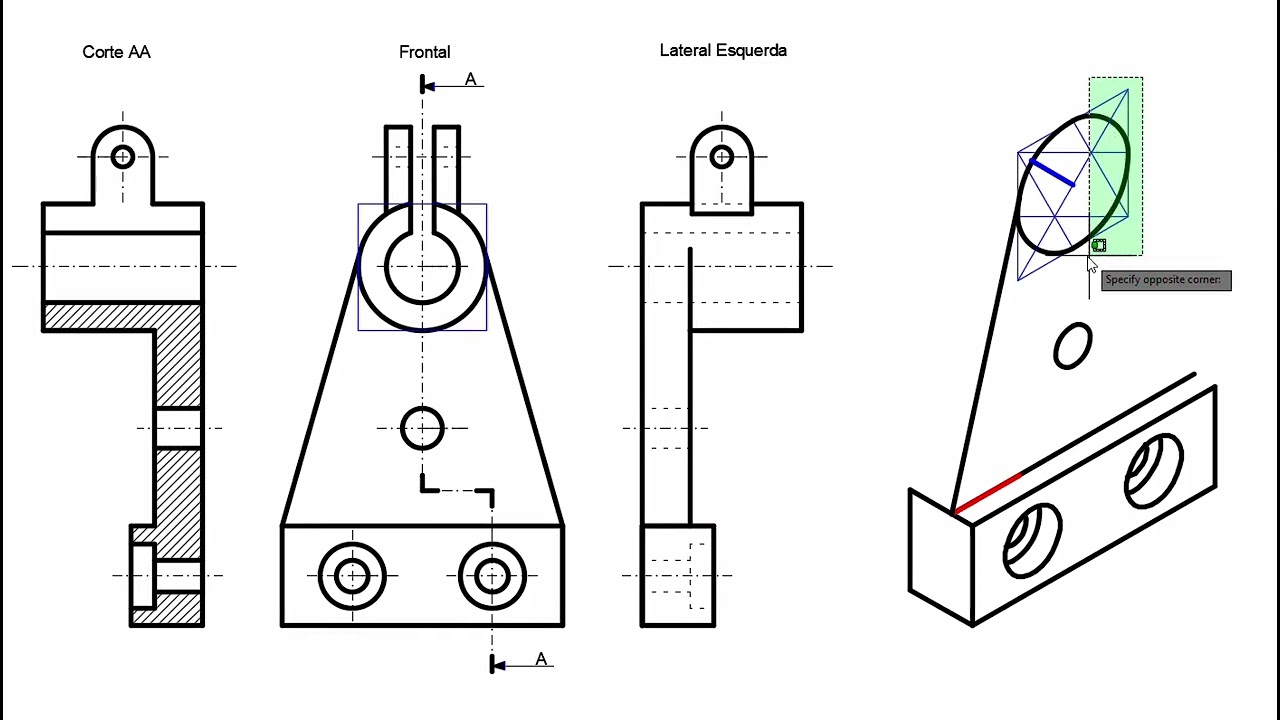12- Desenho Técnico- Exercício de Perspectiva Isométrica Simplificada- 3/4