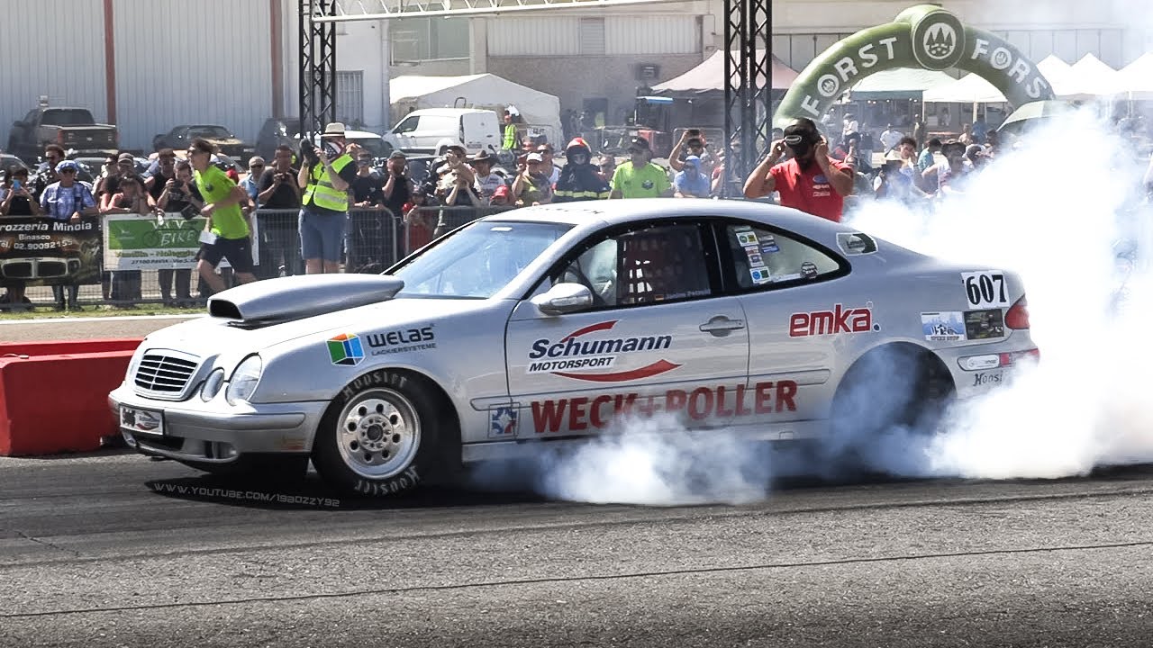 Cars Drag Racing in Italy: 1000hp Delta Integrale, 509 ci V8 Mercedes CLK, Supercharged Viper RT/10