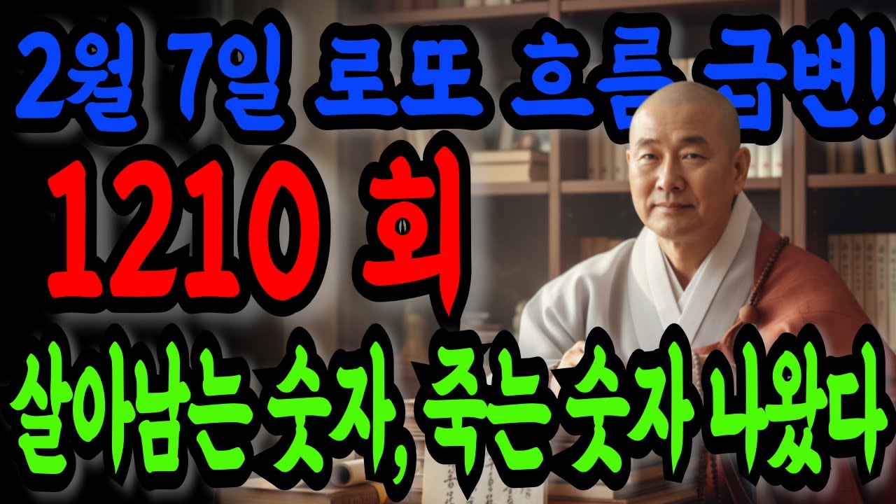 [2월 7일 로또 1210회] 2월 7일 로또 흐름 급변, 임자일 ‘살아나는 숫자 vs 죽는 숫자’ 공개