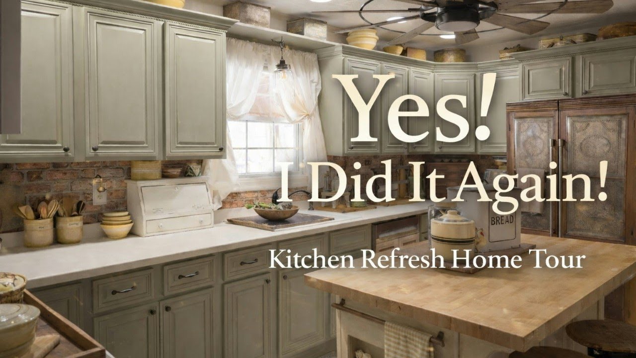 KITCHEN REFRESH - New Cabinet Color & Brick Backsplash Reveal- Yes, It's Okay To Change Your Mind!