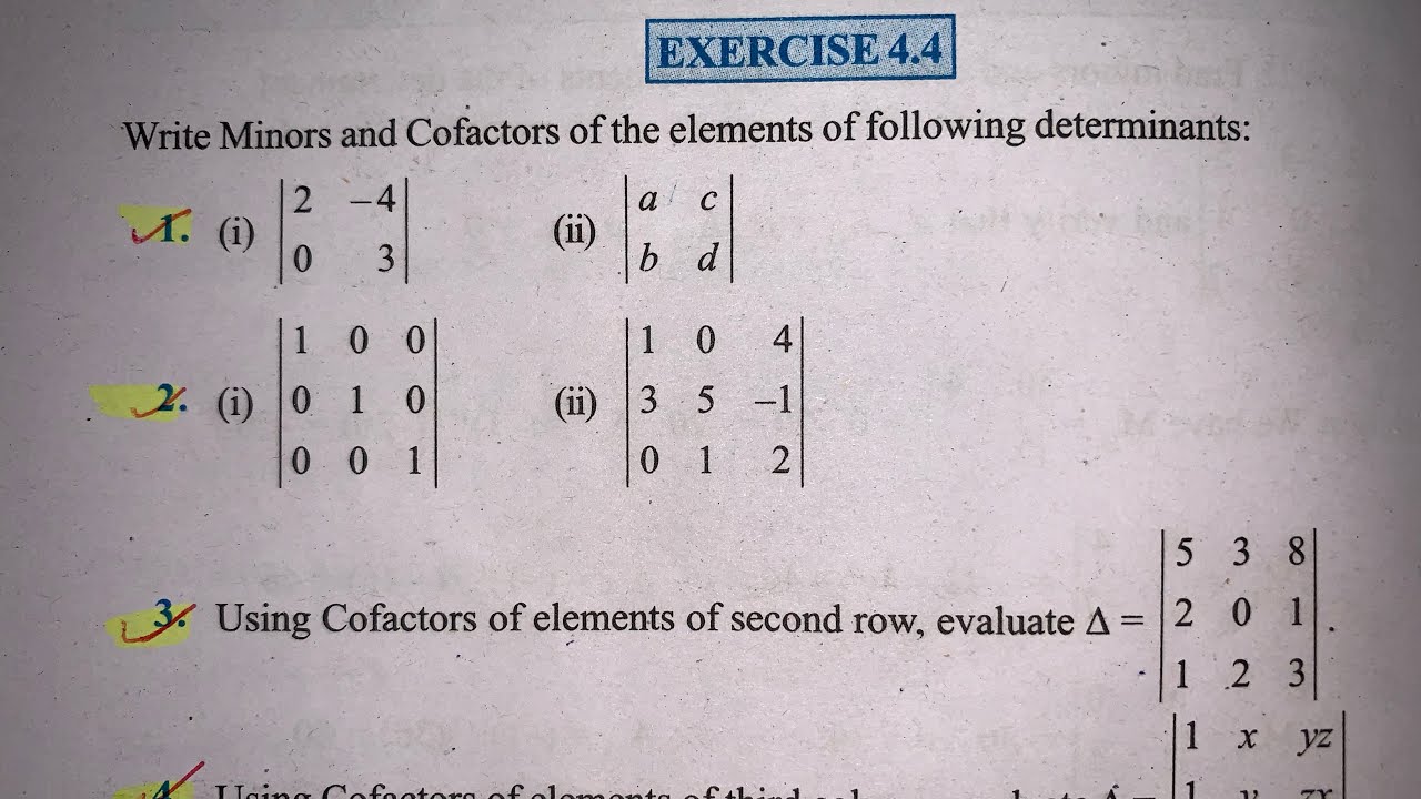 EX 4.4 Q1 TO Q5  SOLUTIONS OF DETERMINANTS NCERT CHAPTER 4 CLASS 12th