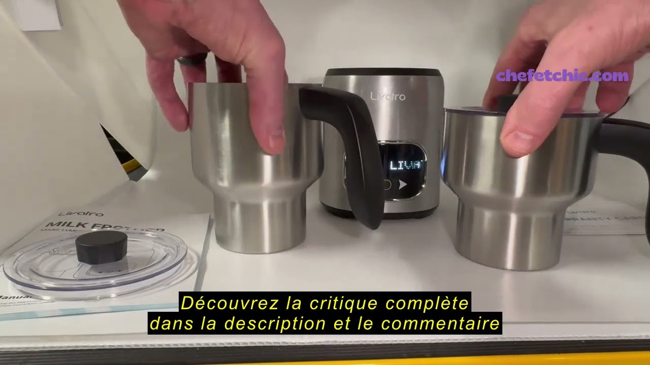 Avis sur la Livatro Mousseur À Lait Avec Double Tasse 600ml & 400ml, Mousseur À Lait Électrique En A
