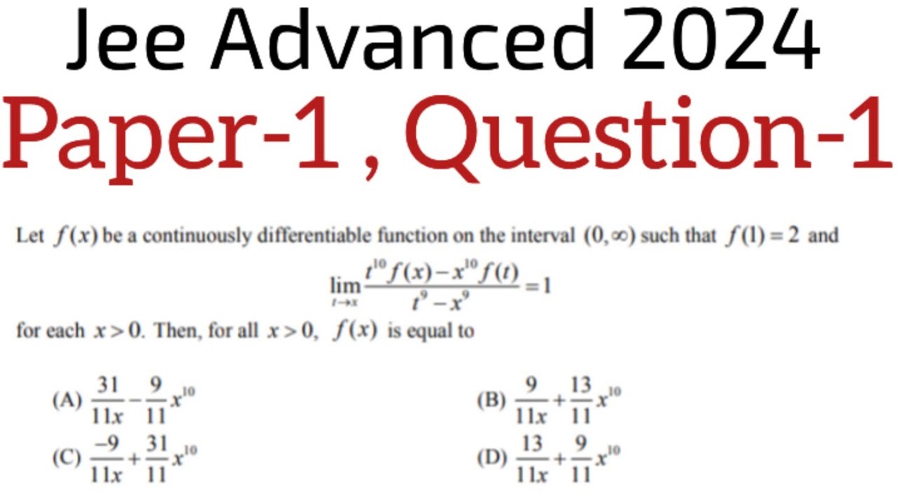 Jee Advanced 2024 Paper 1 Question 1 Solution| Jee Advanced 2024 Maths Paper 1| Maths Jee Advanced.
