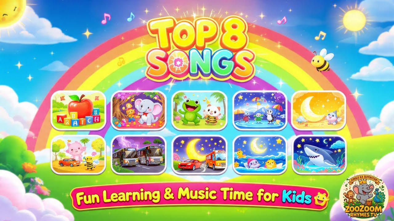 🎶 Top 8 Songs ✨  Best Nursery Rhymes Collection 🐘🌙  ZooZoom Rhymes TV