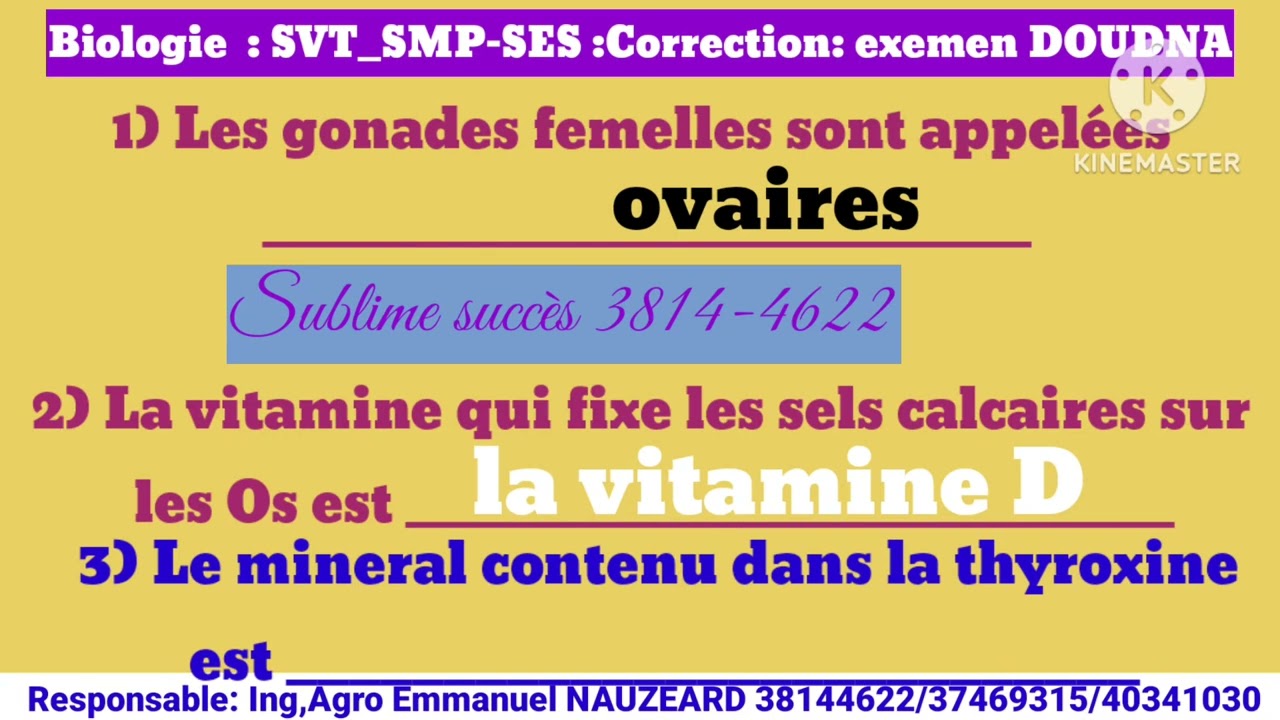 Biologie : SVT_SMP-SES | Correction: Exemen DOUDNA 2024-2025 Pa al konpoze sanw pa metrize yo 💯%