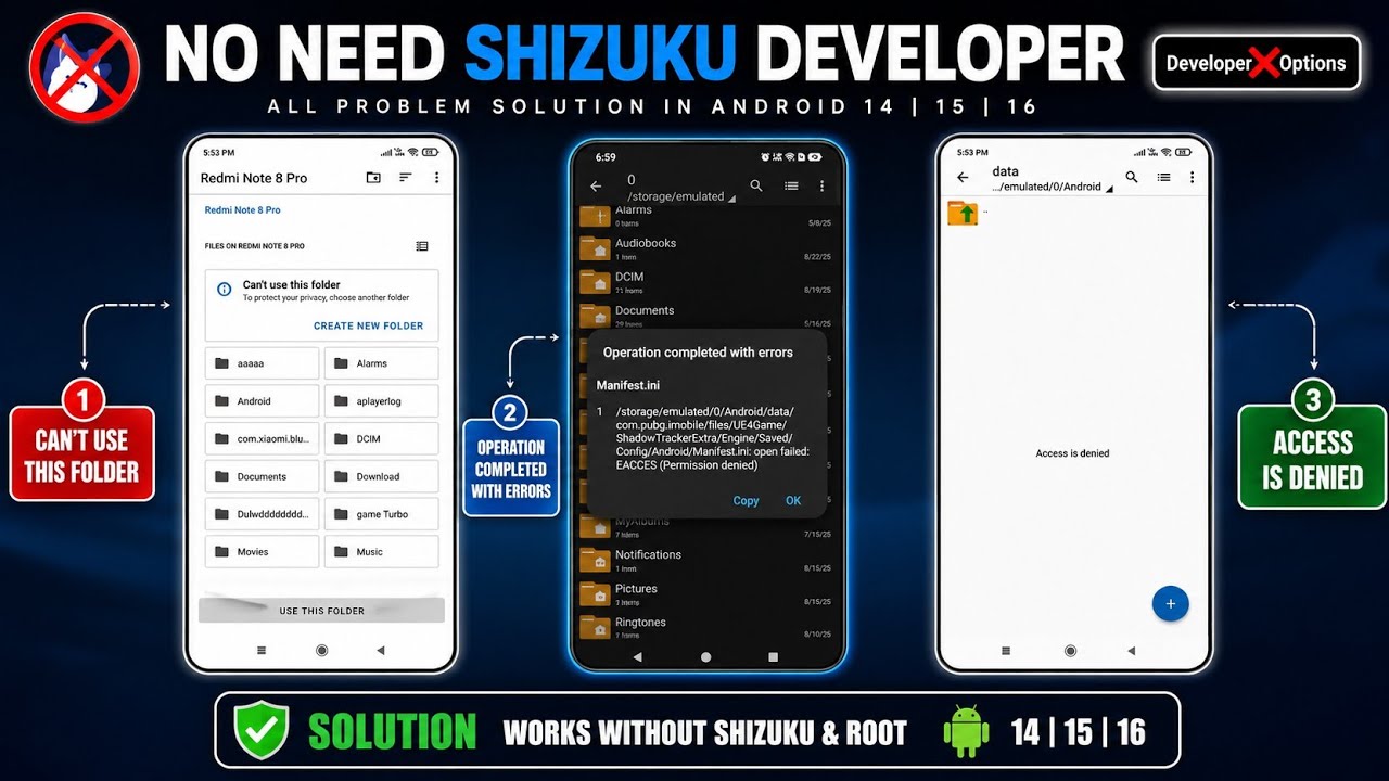 Android 14/15/16 Data Folder Access 😱 | No Shizuku No Developer Option | all solution🔥