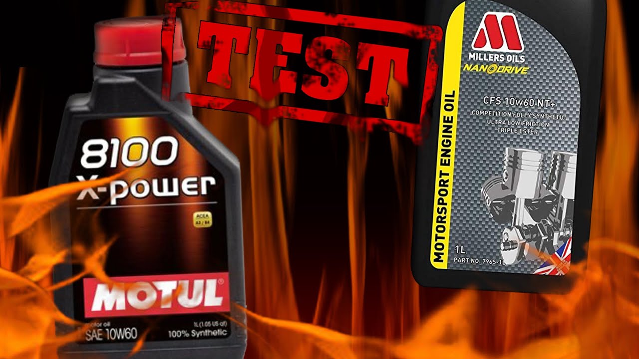 Motul 8100 X-Power 10W60 kontra Millers Oils CFS 10W60 nt+ Clean Test 400&deg;C