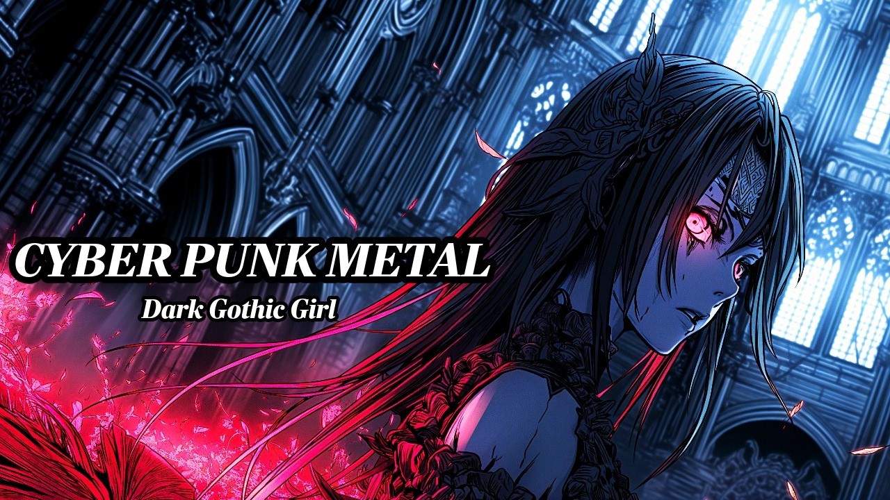 Dark Gothic Girl – Cyberpunk glitch Metal / Crimson Eyes in the Cathedral