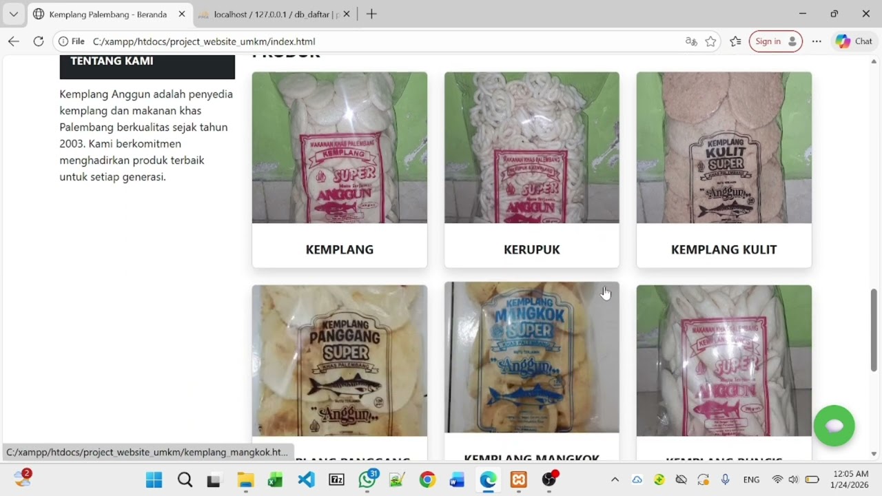 Perkenalan website UMKM Kemplang & Kerupuk Anggun Palembang