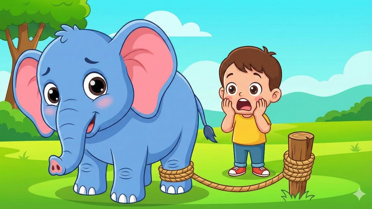 इतना ताकतवर हाथी एक पतली रस्सी से क्यों नहीं भागा? @SafariSketchcartoon @fullentertainmentt-b4s 