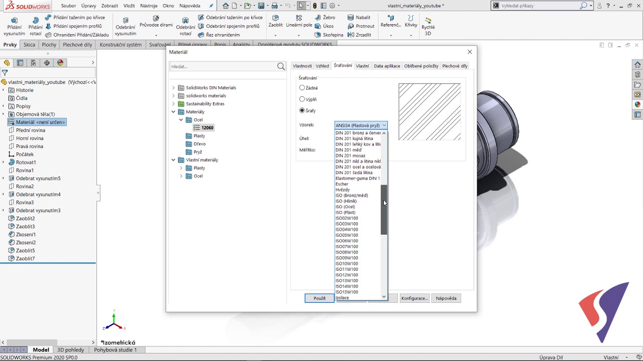 Vlastní materiály - SOLIDWORKS tipy česky - cz / sk