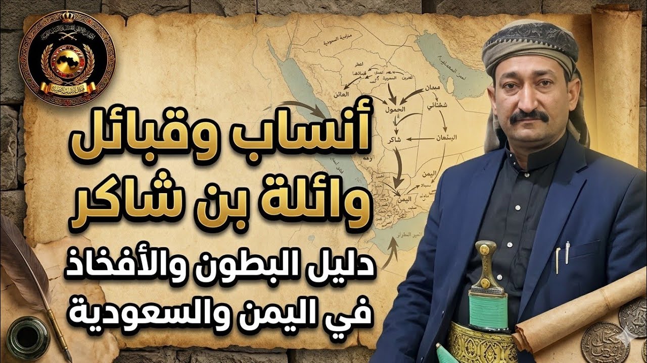 مشجر قبيله وائله وشاكر في اليمن والسعوديه واسماء افخاذها وبطونها دهم وذو محمد وحسين  سالم وال عمار