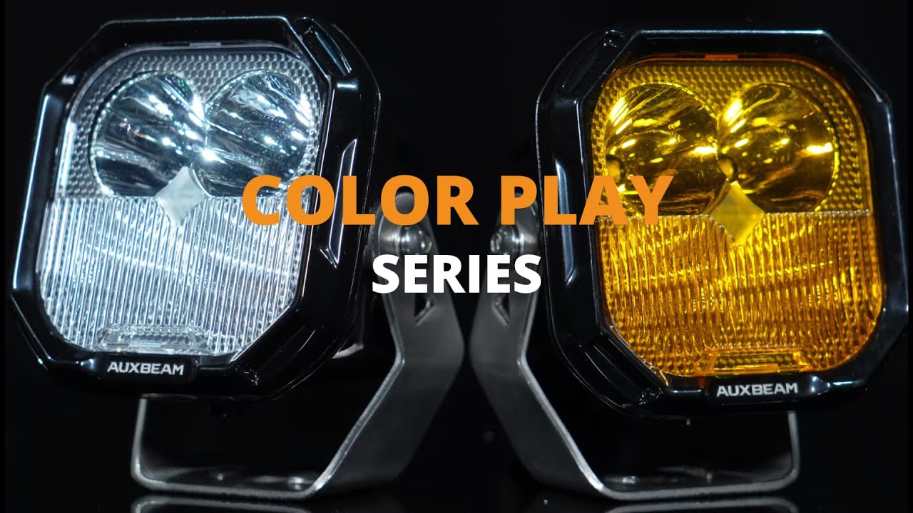 Auxbeam&reg; Color Play Series 3 Inch 100W LED Pod Lights with White DRL & Amber Turn Signal Lights