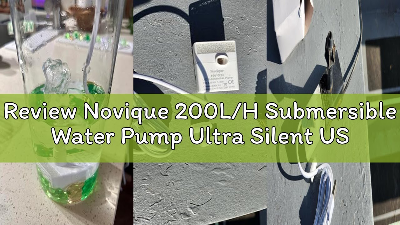 Review Novique 200L/H Submersible Water Pump Ultra Silent USB Small Fountain Pump with 2 Nozzles for