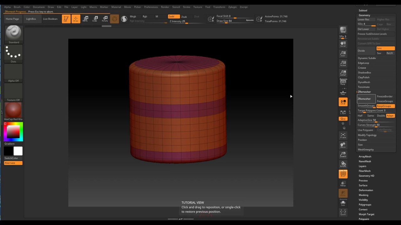 Zbrush. ZRemesher KeepGroups (RUS)