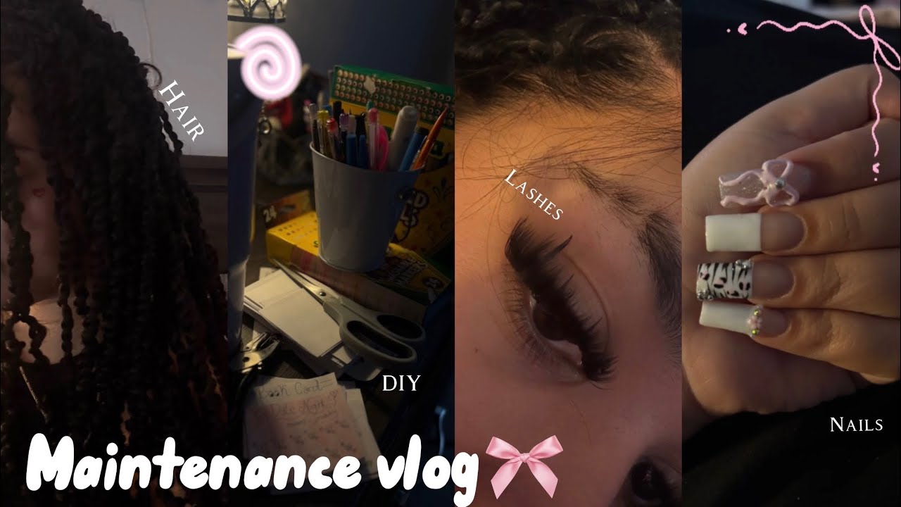 MAINTENANCE VLOG🎀 |hair, nails, lashes, cleaning!!