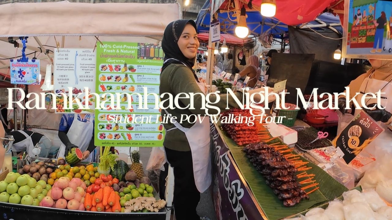 Ramkhamhaeng Night Market Student Life POV Walking Tour Exploring Vibrant University Evening Vibes