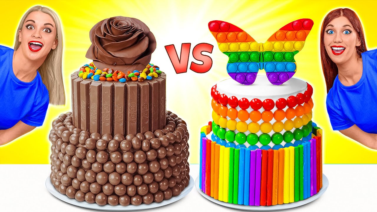 Rainbow vs Black and White Challenge | Tasty Kitchen Recipes by Multi DO Food Challenge