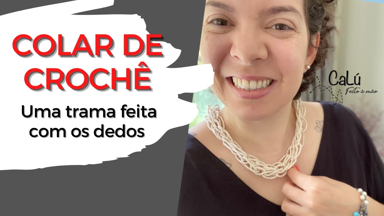 Colar de croch&ecirc; com os dedos