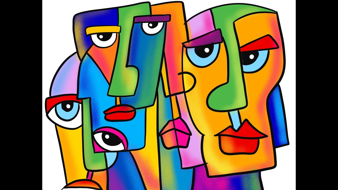 How to Draw Cubism Picasso inspired Abstract portrait | Cubism face lesson step by step