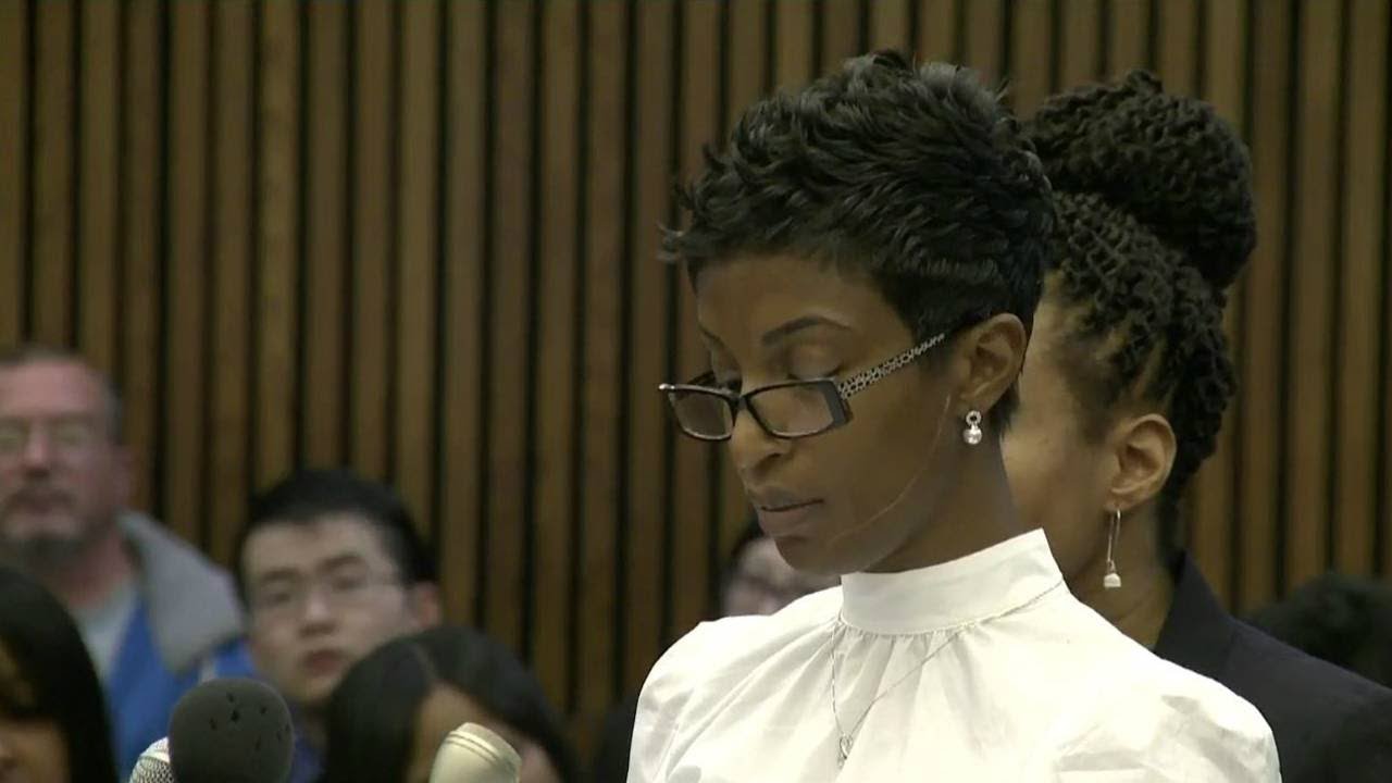 Faith Green speaks before Gregory Green's setencing