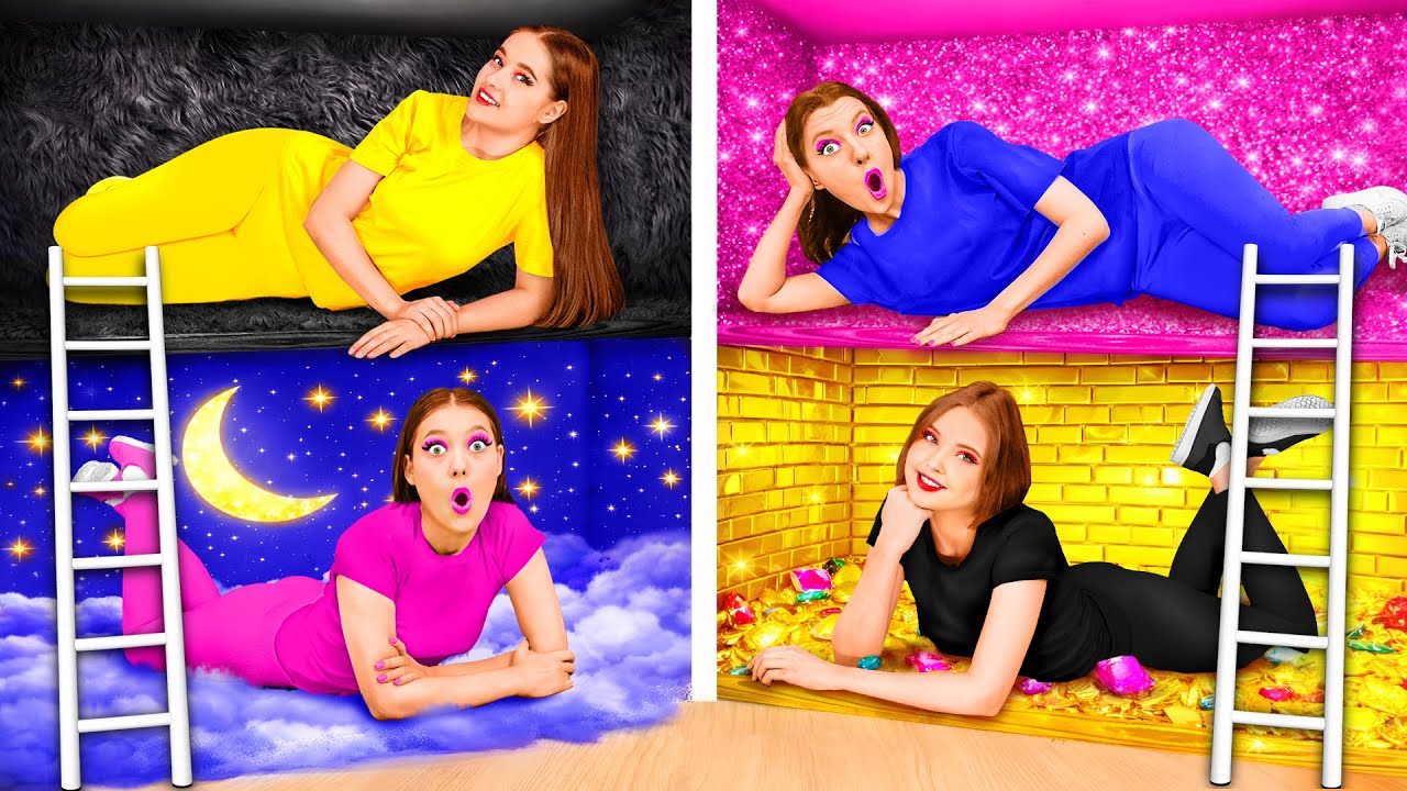 Секретные Домики под Кроватью Четыре Цвета Челлендж | Смешные Моменты от Funny Funny