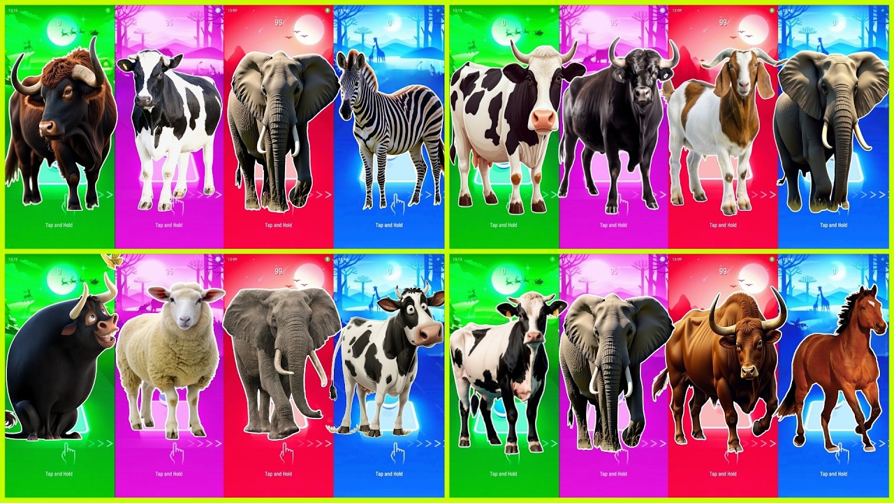 Funny Ferdinand 🆚 Funny Rhino 🆚 Funny Sheep  🆚 Funny Wolf 🆚 Tiles Hop EDM Rush