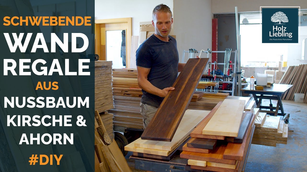 Schwebende Wandregale aus Nussbaum, Kirsche & Ahorn herstellen | Holzplatten kaufen
