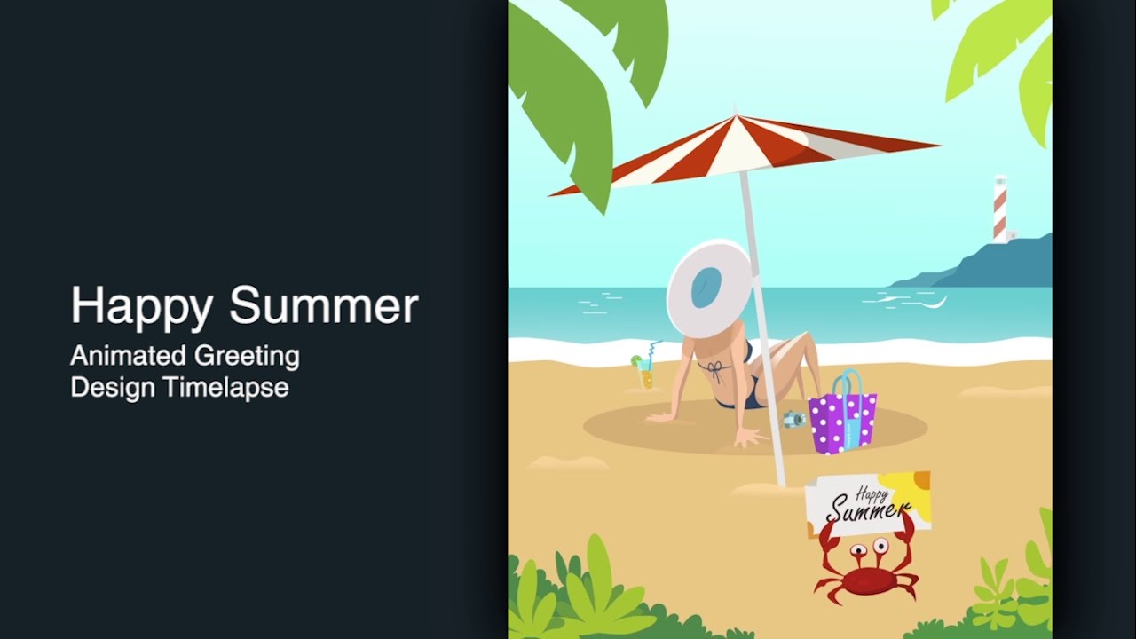 Adobe Illustrator CC Design Time lapse - Happy Summer Animated Greeting