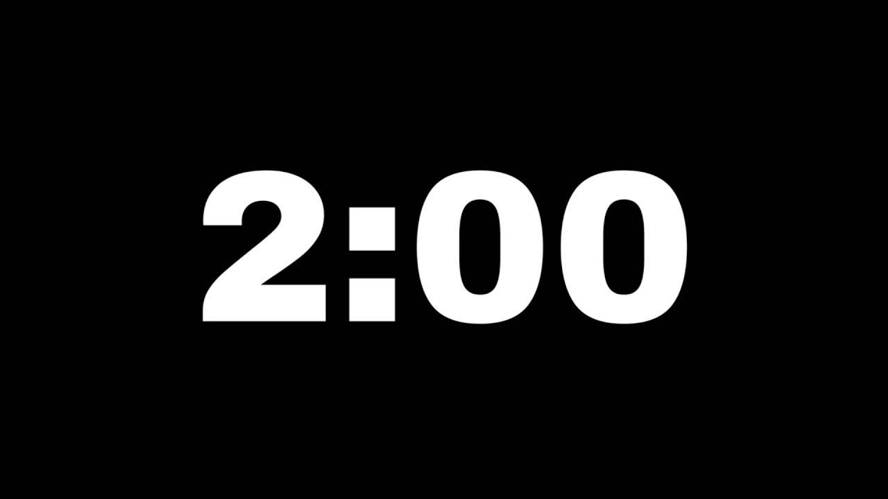 2 Hour Timer on Black Background | No Sound | Silent Study Timer