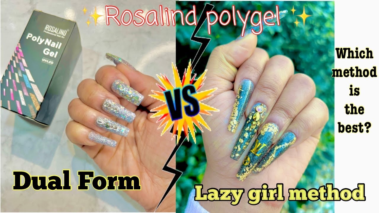 Dual Form vs Lazy girl method / the difference - Rosalind polygel (for beginners)