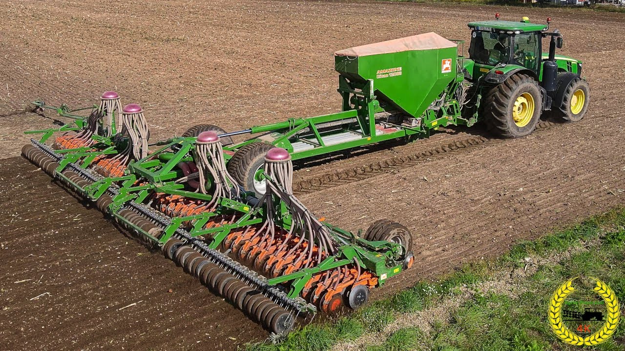 XXL Roggen Drillen mit der 12 m breiten Amazone Citan 12000  hinter einem John Deere 8R