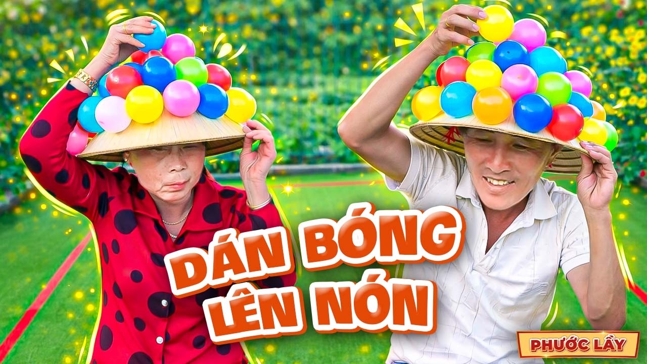 Thử thách thi dán bóng lên nón lá nhiều nhất #phuoclay