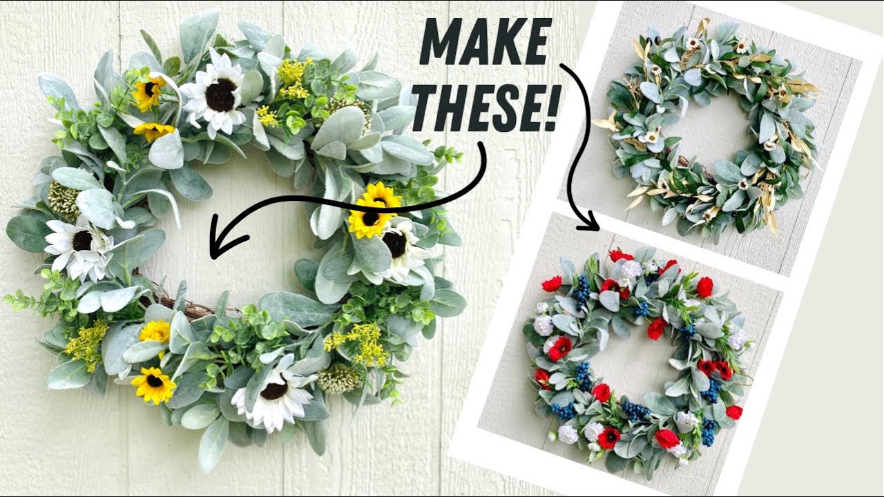 HOW TO MAKE SUMMER LAMB’S EAR WREATHS! Learn how to easily make 3 different lamb’s ear wreaths DIY